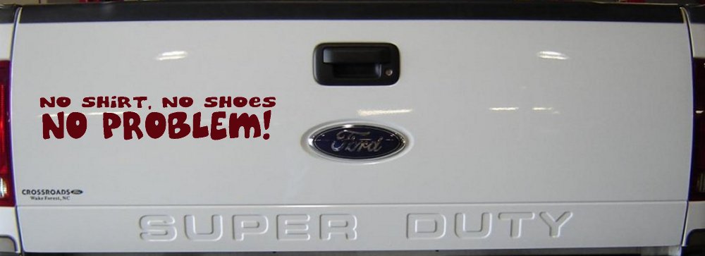 No Shoes No Shirt No Problem Car or Truck Window Decal Sticker (Purple Red)