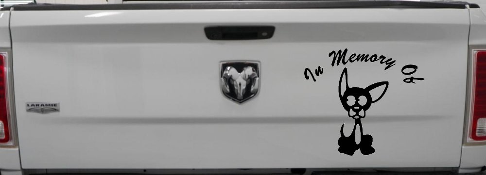 In Memory Of Chihuahua Car or Truck Window Decal Sticker (Black)