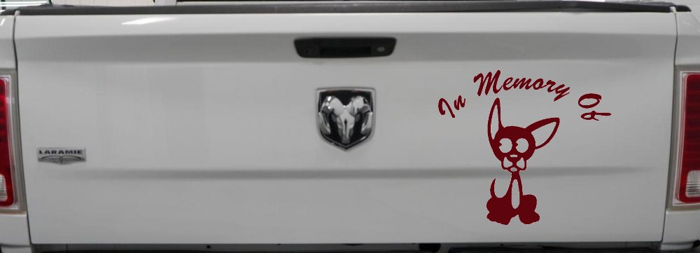 In Memory Of Chihuahua Car or Truck Window Decal Sticker (Purple Red)