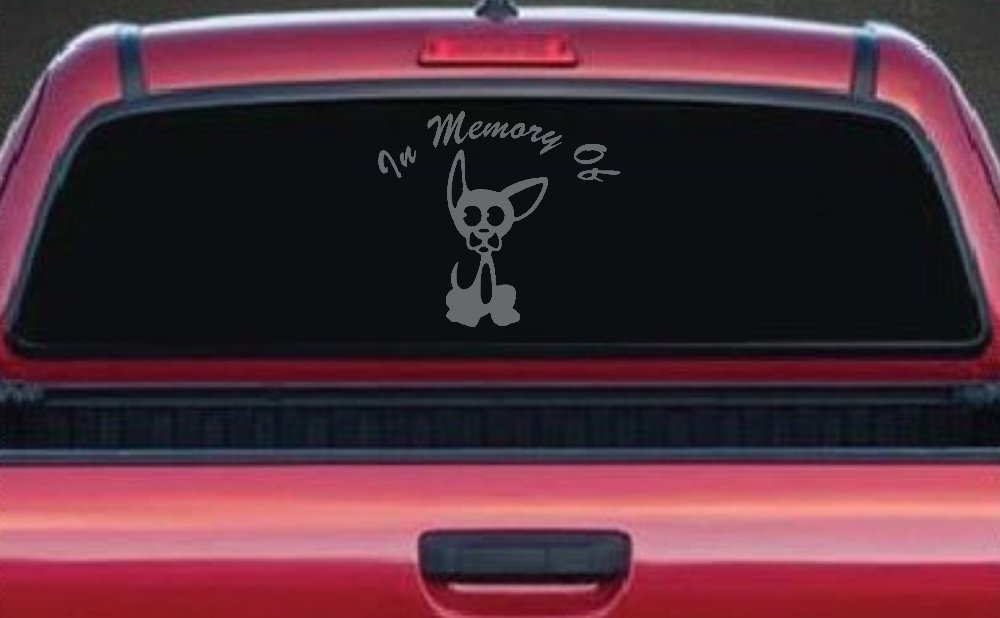 In Memory Of Chihuahua Car or Truck Window Decal Sticker (Silver)