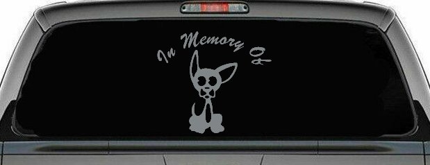 In Memory Of Chihuahua Car or Truck Window Decal Sticker (Telegrey)