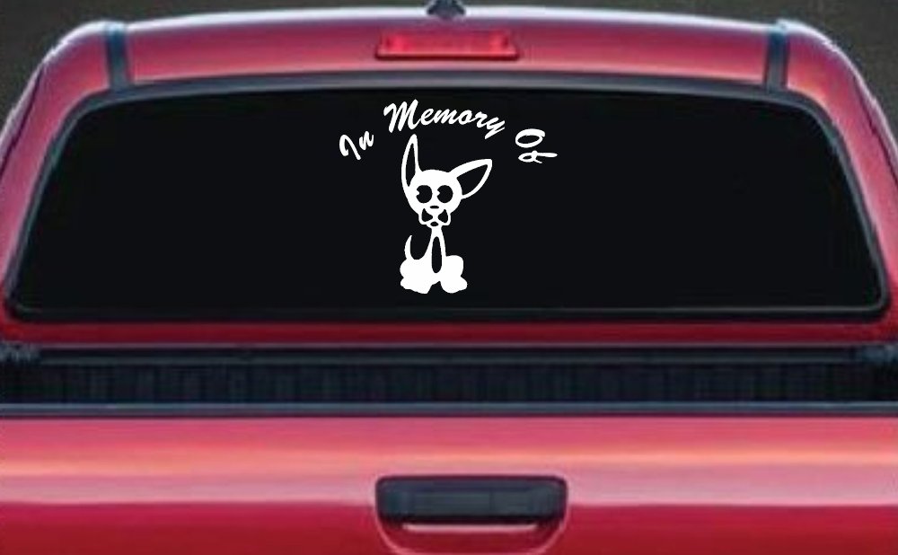In Memory Of Chihuahua Car or Truck Window Decal Sticker (White)