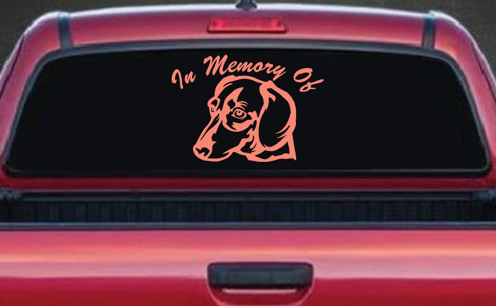 In Memory Of Dotson Dog Car or Truck Window Decal Sticker (Coral)