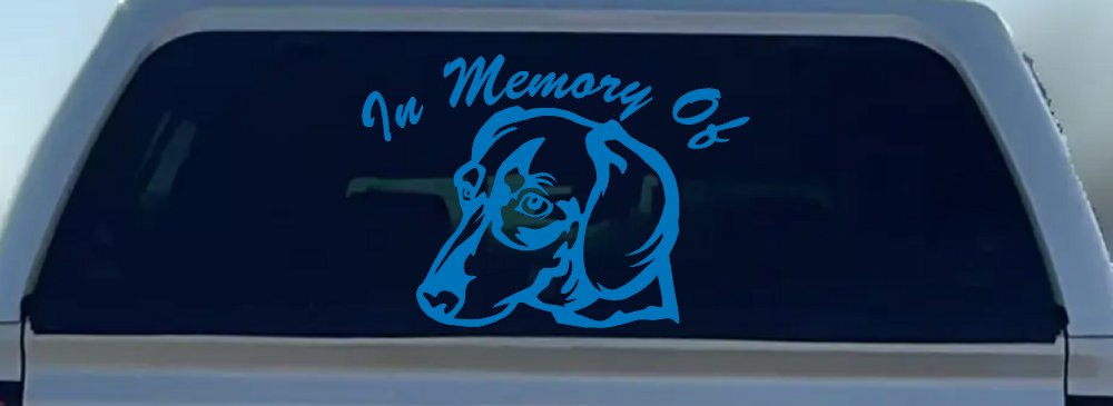 In Memory Of Dotson Dog Car or Truck Window Decal Sticker (Sky Blue)