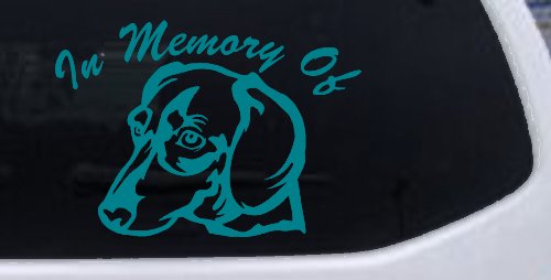 In Memory Of Dotson Dog Car or Truck Window Decal Sticker (Turquoise Blue)