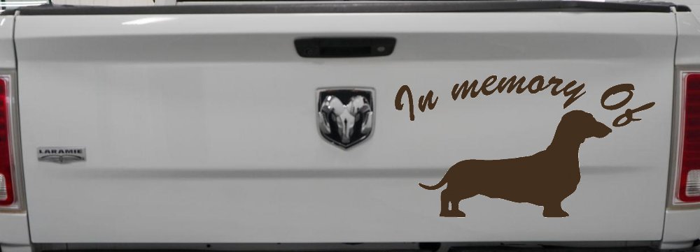 In Memory Of Dachshund Car or Truck Window Decal Sticker (Brown)