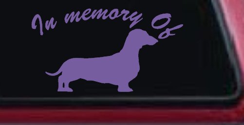In Memory Of Dachshund Car or Truck Window Decal Sticker (Purple)