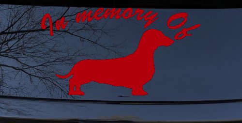 In Memory Of Dachshund Car or Truck Window Decal Sticker (Red)