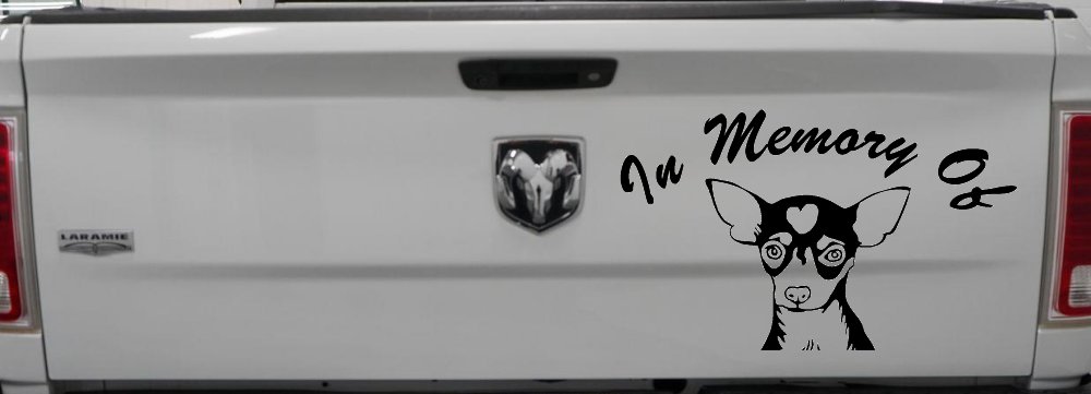 In Memory Of Chihuahua Car or Truck Window Decal Sticker (Black)