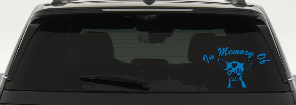 In Memory Of Chihuahua Car or Truck Window Decal Sticker (Sky Blue)