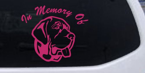In Memory Of Mastiff Dog Car or Truck Window Decal Sticker (Hot Pink)