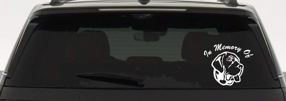 In Memory Of Mastiff Dog Car or Truck Window Decal Sticker (White)