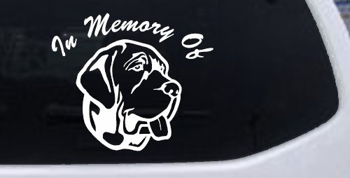 In Memory Of Mastiff Dog Car or Truck Vinyl Window Decal Sticker (White)