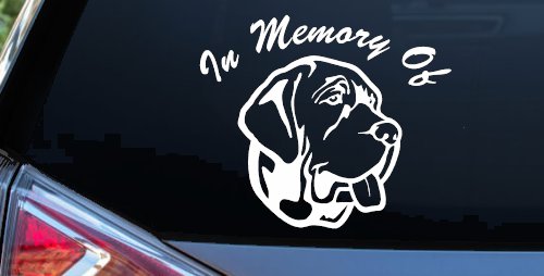 In Memory Of Mastiff Dog Car or Truck Vinyl Window Decal Sticker (White)