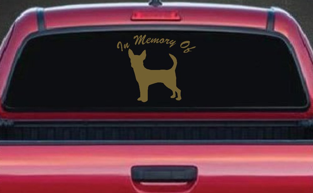 In Memory Of Chihuahua Car or Truck Window Decal Sticker (Gold)