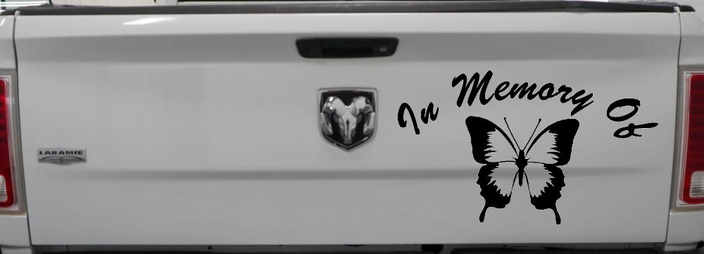 In Memory Of Butterfly Car or Truck Window Decal Sticker (Black)
