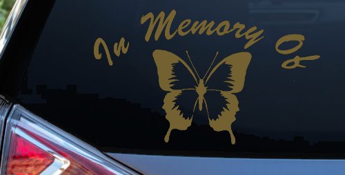 In Memory Of Butterfly Car or Truck Window Decal Sticker (Gold)