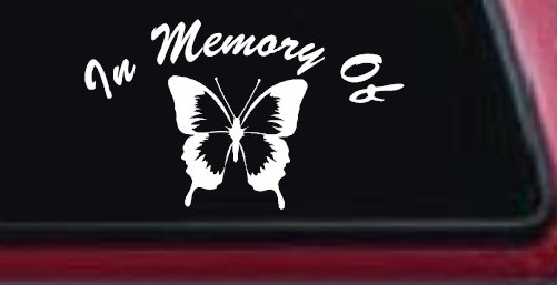 In Memory Of Butterfly Car or Truck Window Decal Sticker (White)