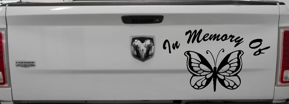 In Memory Of Butterfly Butterflies Car or Truck Window Decal Sticker (Black)