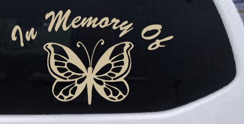 In Memory Of Butterfly Butterflies Car or Truck Window Decal Sticker (Desert Sand)