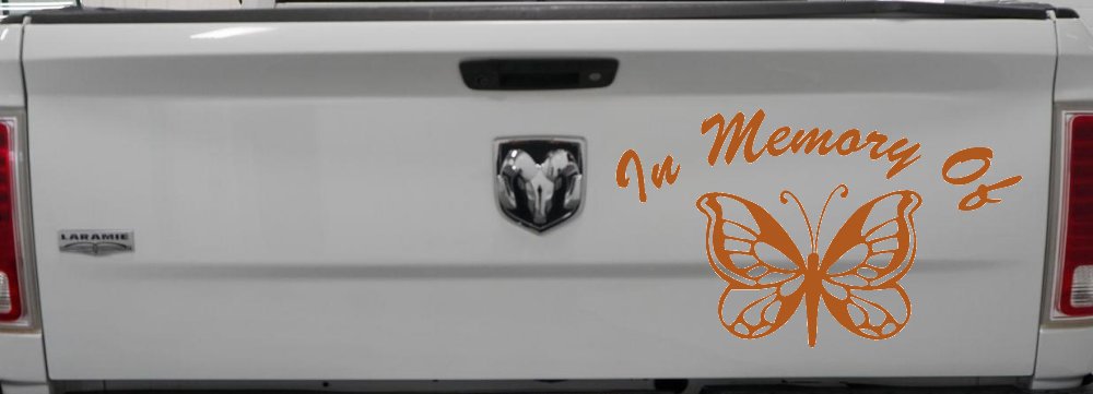 In Memory Of Butterfly Butterflies Car or Truck Window Decal Sticker (Nut Brown)