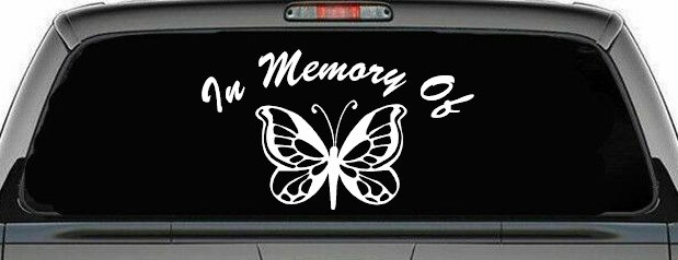In Memory Of Butterfly Butterflies Car or Truck Window Decal Sticker (White)