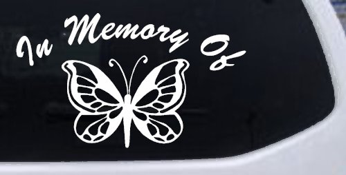 In Memory Of Butterfly Butterflies Car or Truck Window Decal Sticker (White)