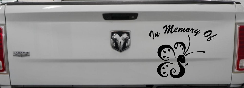 In Memory Of Butterfly Butterflies Car or Truck Window Decal Sticker (Black)