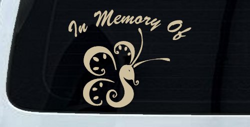 In Memory Of Butterfly Butterflies Car or Truck Window Decal Sticker (Desert Sand)