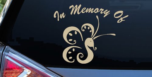 In Memory Of Butterfly Butterflies Car or Truck Window Decal Sticker (Desert Sand)