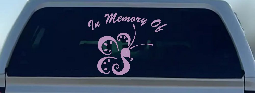 In Memory Of Butterfly Butterflies Car or Truck Window Decal Sticker (Lilac)