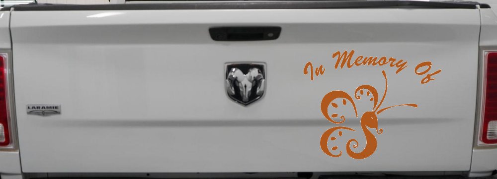 In Memory Of Butterfly Butterflies Car or Truck Window Decal Sticker (Nut Brown)