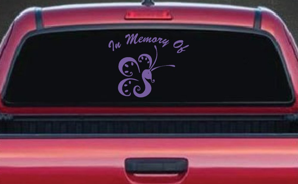 In Memory Of Butterfly Butterflies Car or Truck Window Decal Sticker (Purple)