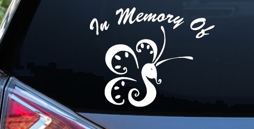 In Memory Of Butterfly Butterflies Car or Truck Window Decal Sticker (White)