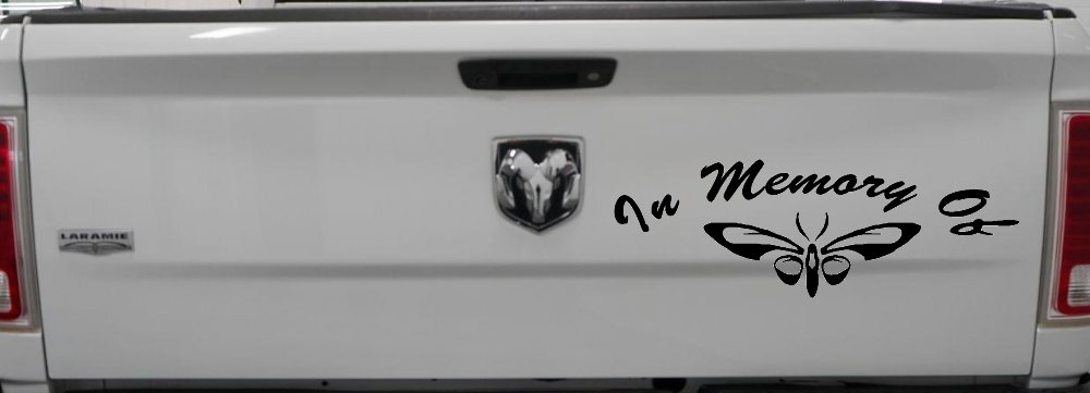 In Memory Of Butterfly Car or Truck Vinyl Window Decal Sticker (Black)