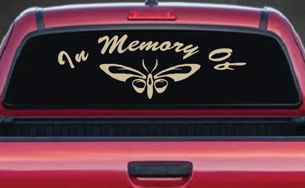 In Memory Of Butterfly Butterflies Car or Truck Window Decal Sticker (Desert Sand)