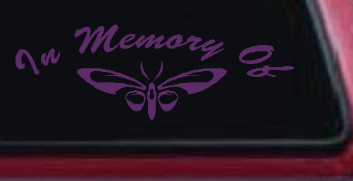 In Memory Of Butterfly Butterflies Car or Truck Window Decal Sticker (Violet)
