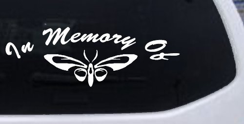 In Memory Of Butterfly Butterflies Car or Truck Window Decal Sticker (White)