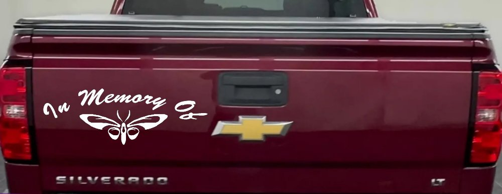In Memory Of Butterfly Car or Truck Vinyl Window Decal Sticker (White)