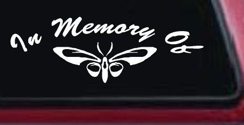 In Memory Of Butterfly Butterflies Car or Truck Window Decal Sticker (White)
