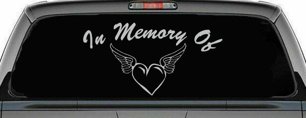 In Memory Of Heart With Wings Christian Car or Truck Window Decal Sticker