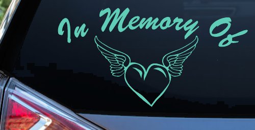 In Memory Of Heart With Wings Christian Car or Truck Window Decal Sticker (Mint)