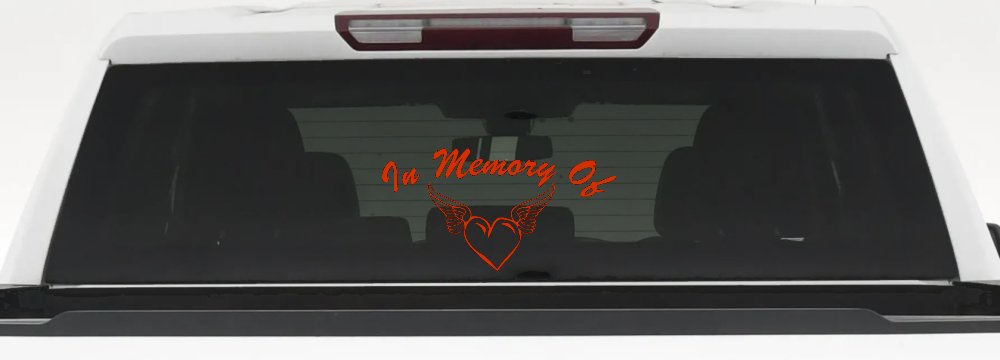 In Memory Of Heart With Wings Christian Car or Truck Window Decal Sticker