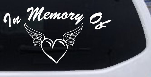 In Memory Of Heart With Wings Christian Car or Truck Window Decal Sticker