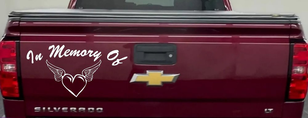 In Memory Of Heart With Wings Christian Car or Truck Window Decal Sticker