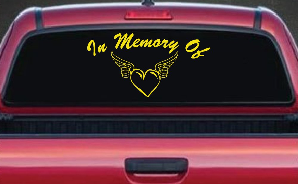 In Memory Of Heart With Wings Christian Car or Truck Window Decal Sticker