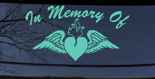 In Memory Of Heart With Wings Christian Car or Truck Window Decal Sticker (Mint)
