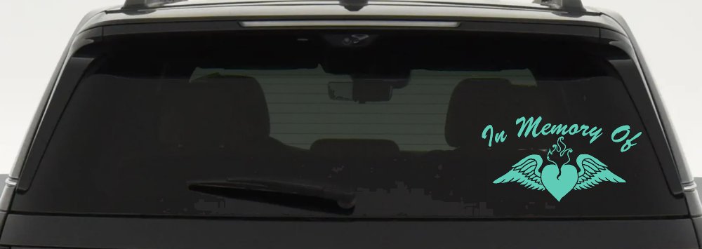 In Memory Of Heart With Wings Christian Car or Truck Window Decal Sticker (Mint)
