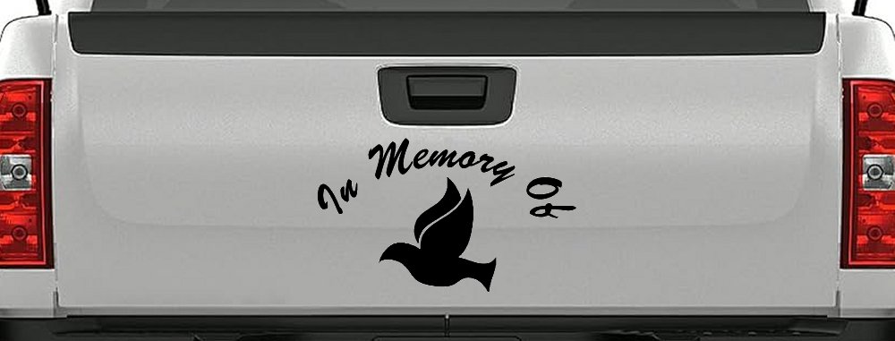In Memory Of Dove Christian Car or Truck Window Decal Sticker (Black)
