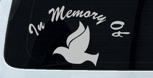 In Memory Of Dove Christian Car or Truck Window Decal Sticker (Light Gray)